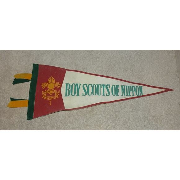 Vintage Boy Scouts Of Nippon 17 x 7.5 Inch Cloth Banner Pennant BSA - Picture 1 of 1